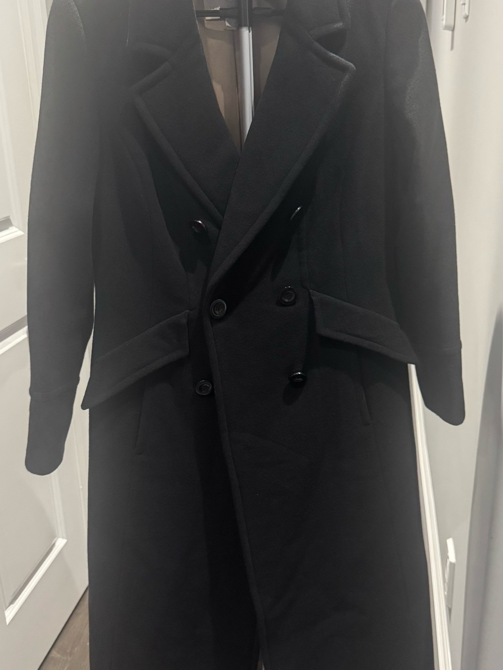 Women's Black Double-Breasted Trench Coat